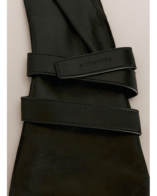 Saint Laurent Black Aviator Leather Gloves