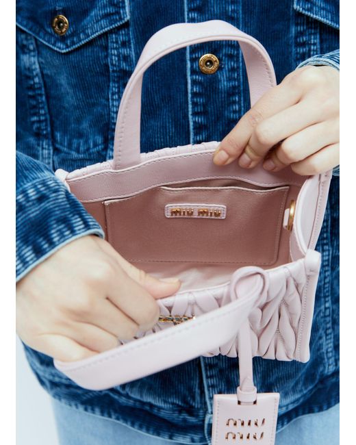 Miu Miu Blue Matelassé Leather Handbag