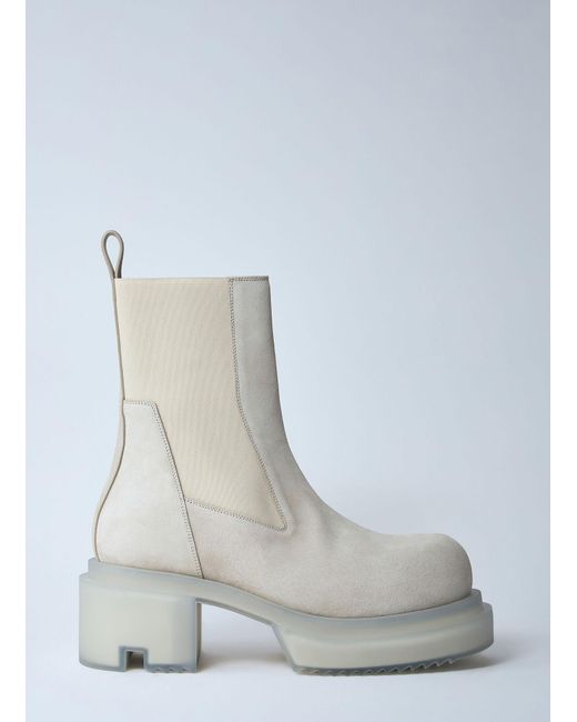Rick Owens White Beatle Bogun Suede Boots for men
