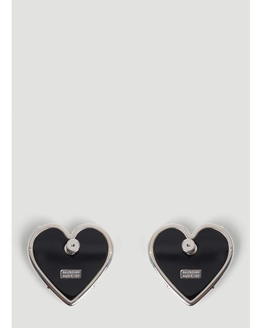 Balenciaga White Heart Logo Earrings