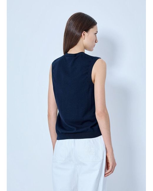 Max Mara Blue Sleeveless Button-down Top