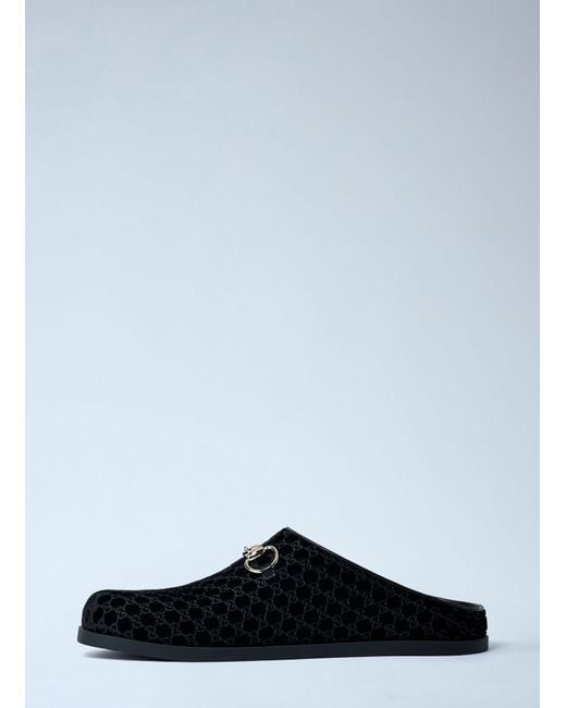 Gucci Black Velvet Horsebit Mules