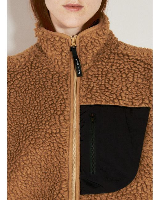 District Vision Brown Cropped High-pile Wool Fleece Jacket