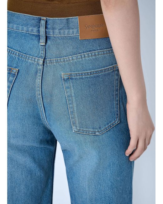 Saint Laurent Blue Flared High-Waisted Five-Pocket Jeans