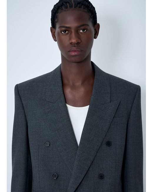 Saint Laurent Gray Double-Breasted Wool Blazer for men