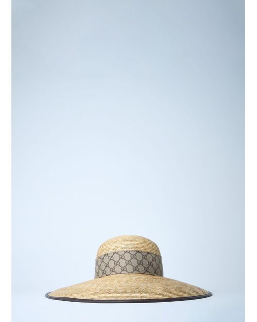 Gucci Straw Wide Brim Hat With Gg Bow in White | Lyst display picture 1