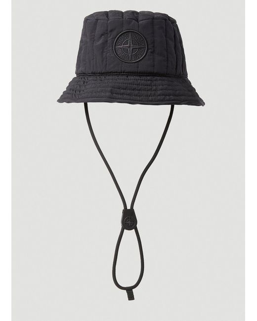 Stone Island Quilted Drawstring Bucket Hat in Black for Men Lyst