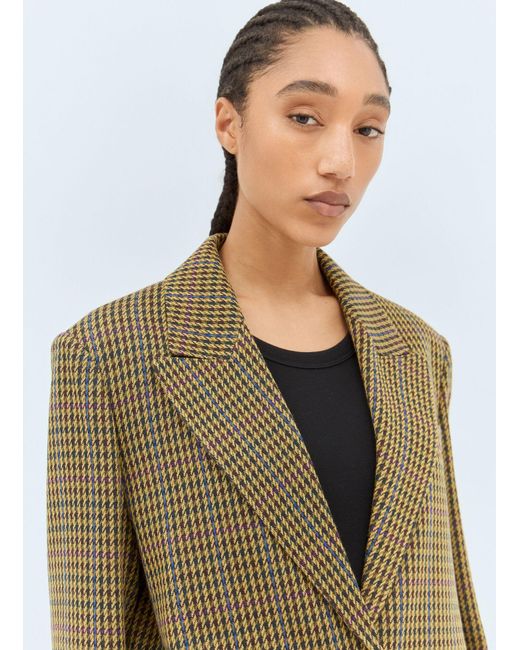 Max Mara Green Oversized Pied De Poule Blazer