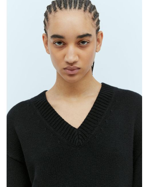 Totême  Black V Neck Wool-cashmere Sweater