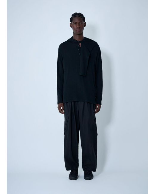 Yohji Yamamoto Blue Hooded Sweater for men