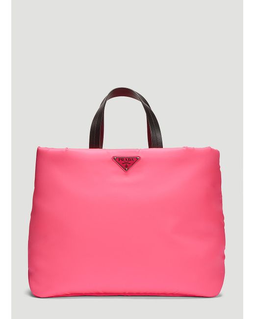Prada Padded Neon Nylon Tote Bag In Pink