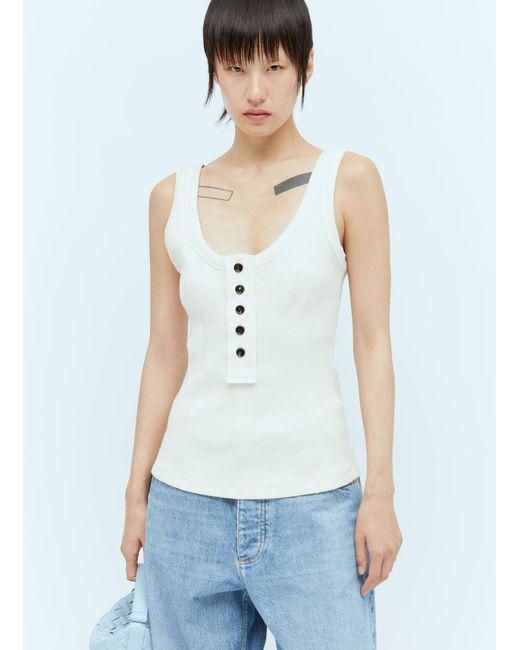 Bottega Veneta White Raised Placket Tank Top