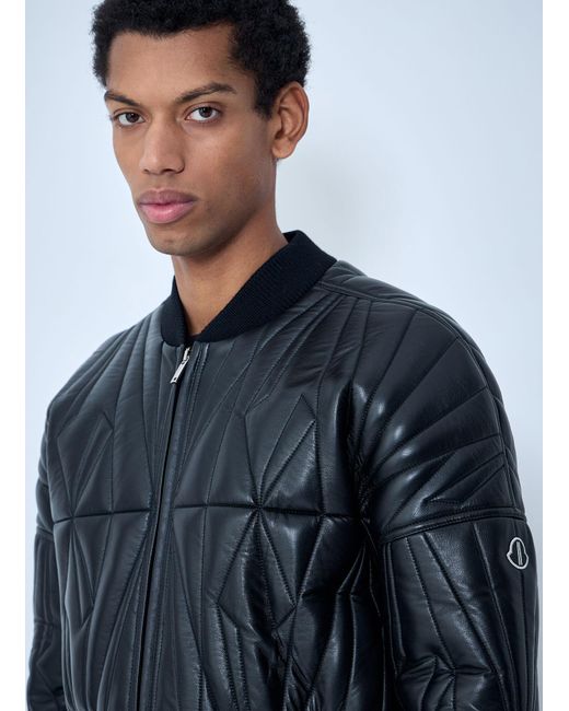 Moncler Blue Rick Owens Geocamo Cropped Quilted Bomber Jacket