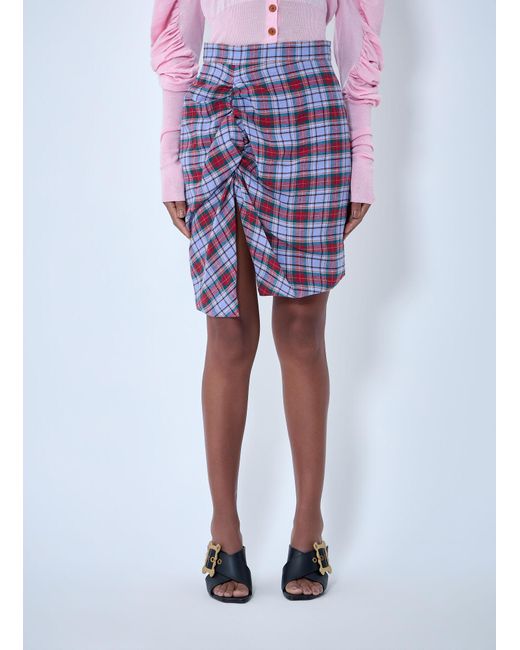 Vivienne Westwood Blue Draped Plaid Skirt