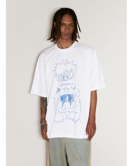 Vetements White Scribbled Teen T-shirt for men