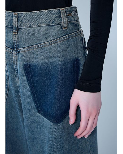 MM6 by Maison Margiela Blue Wide-Leg Patch Pocket Jeans