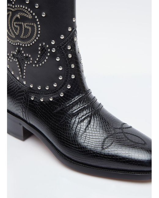 Gucci Black Boot With Double G And Studs