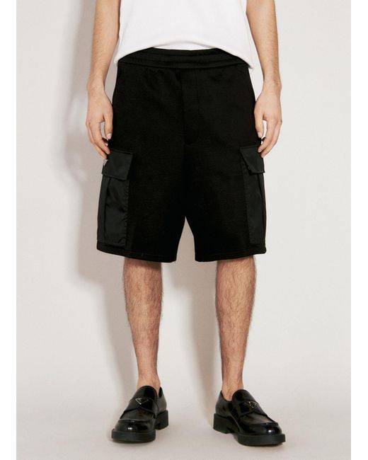 Prada Black Re-nylon Pockets Bermuda Shorts for men