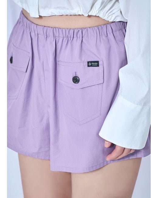 Prada Blue Elasticated Waist Utility Shorts