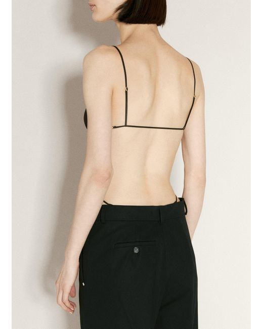 Saint Laurent Black Backless Georgette Bodysuit