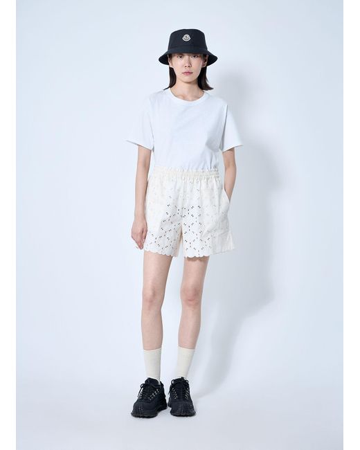Moncler White Logo Patch Shorts