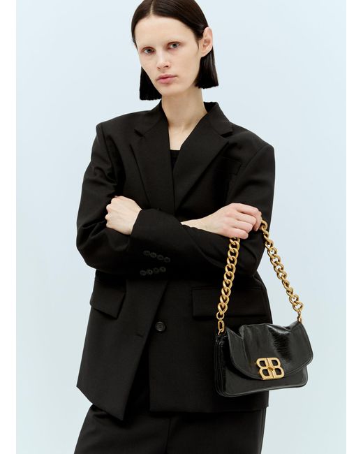 Balenciaga Black Bb Soft Small Flap Shoulder Bag