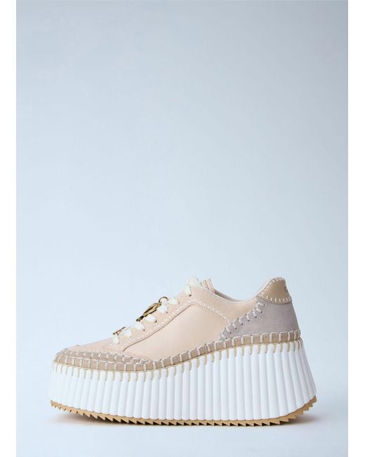 Chloé White Chloé Nama Wedge Sneakers
