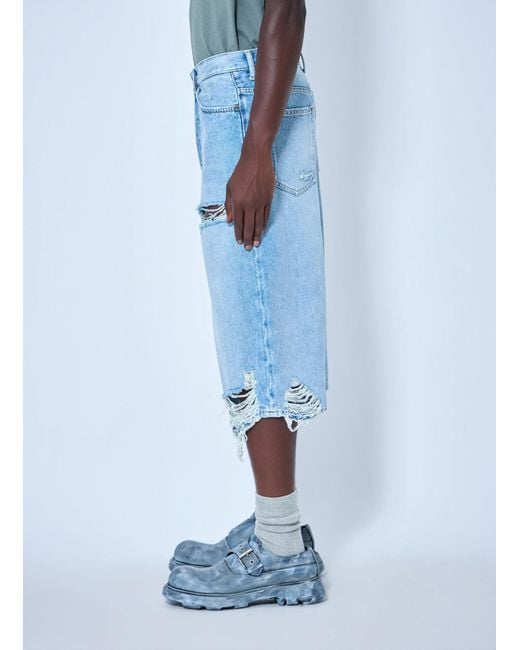 Acne Blue Distressed Denim Shorts for men