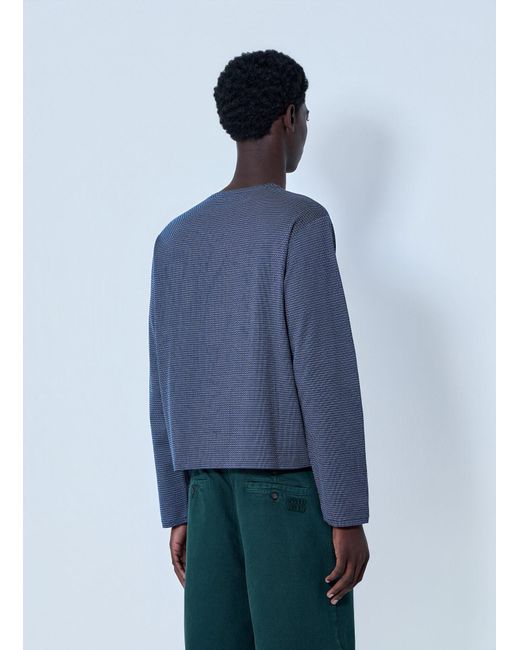 Miu Miu Blue Textured Long Sleeve Top for men