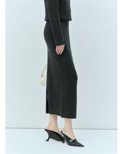 Totême  Black Chain-edge Knit Skirt