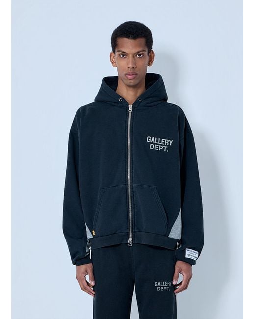 GALLERY DEPT. Blue Zip-Up Logo Hoodie for men