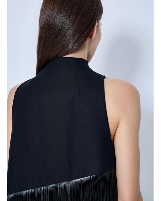 Sportmax Blue Fringe Trim Sleeveless Dress