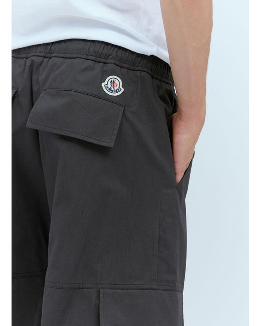 Moncler Black Logo Patch Cargo Pants for men