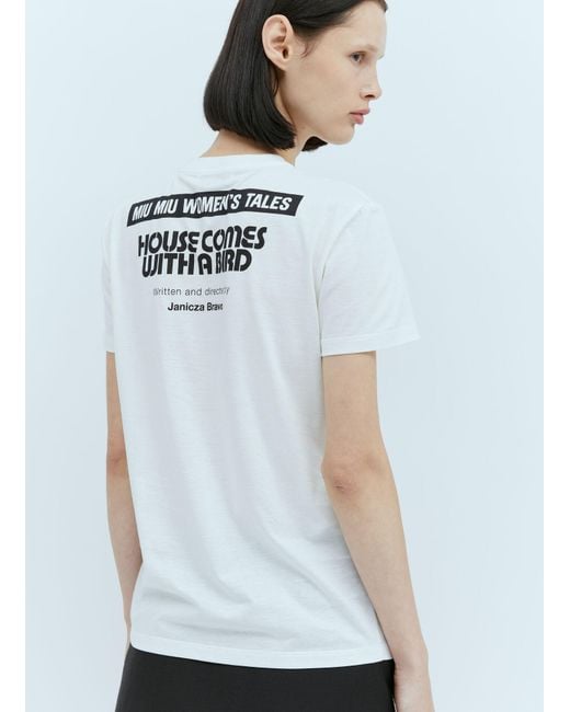 Miu Miu White Graphic Print T-shirt