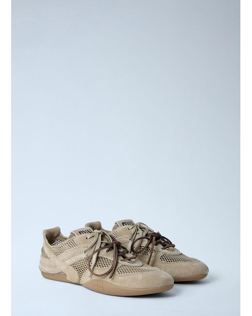 Miu Miu White Rope And Suede Sneakers
