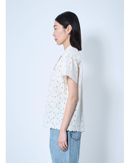Moncler White Lace Button-Down Shirt