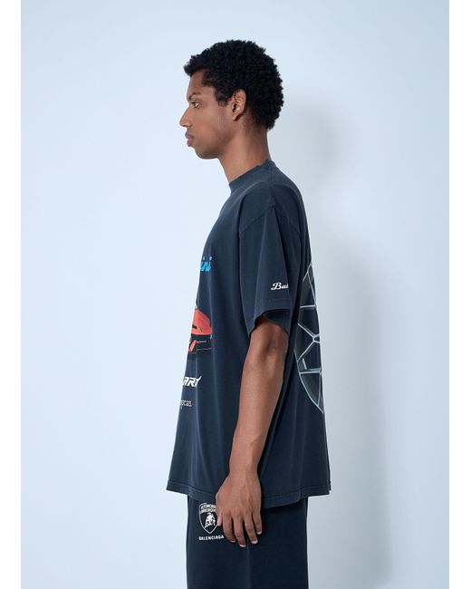 Balenciaga x Lamborghini Blue Automobili Lamborghini T-shirt for men