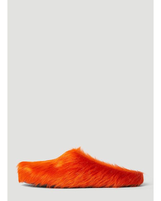 Marni Orange Fussbett Sabot Hairy Mules for men