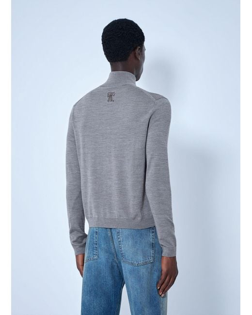 Acne Blue Zip-Up Bow Logo Cardigan for men