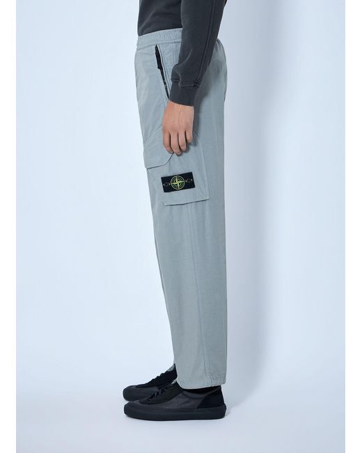 Stone Island Blue Cargo Trousers With Elasticated Waistband for men