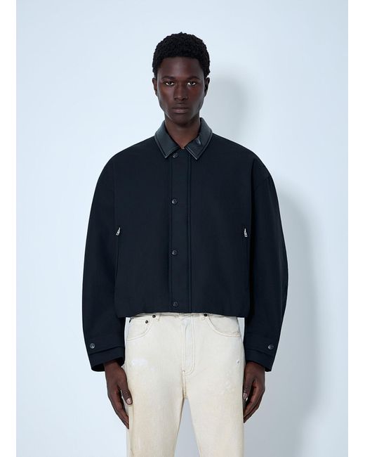 Acne Blue Leather-Trimmed Button Jacket for men