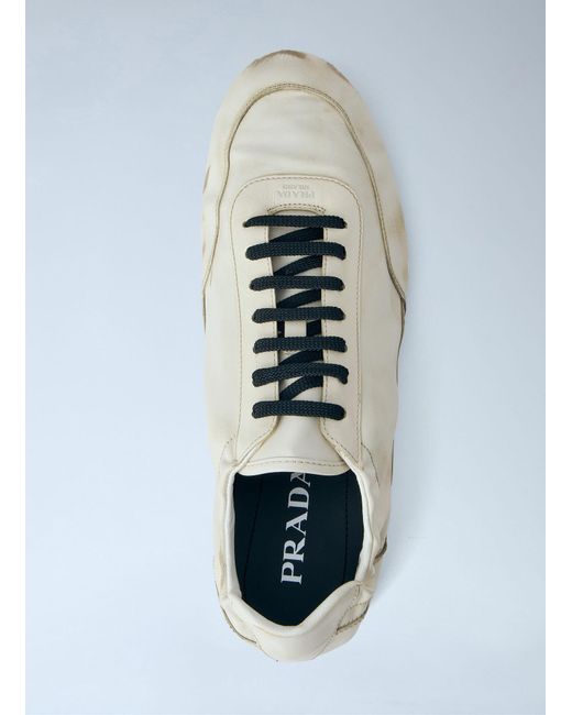Prada White Collapse Sneakers for men