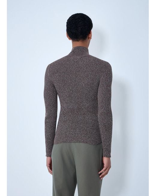 Prada Gray High Neck Zip Sweater for men