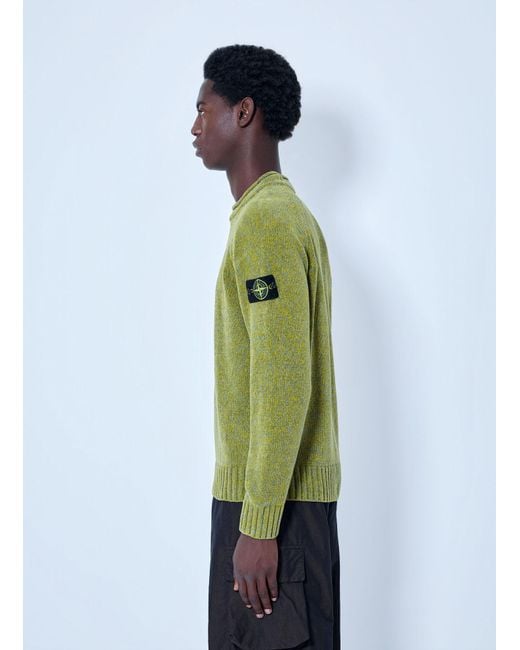 Stone Island Green Knitted Crewneck Sweater for men