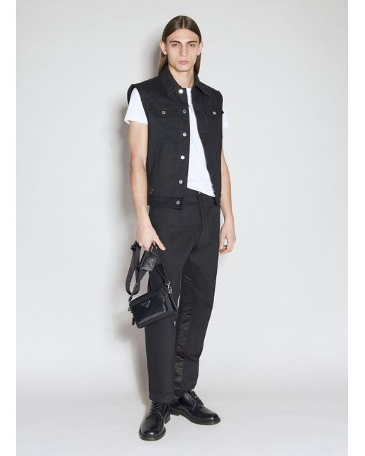 Prada Black Re-nylon And Brushed Leather Crossbody Bag for men