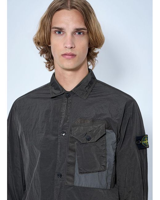 Stone Island Gray Technical Overshirt With Patch Pocket for men