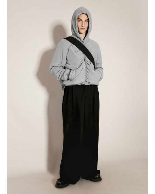 Dolce & Gabbana Gray Gathered Silk Hooded Jacket for men