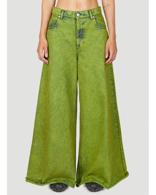 Marni Green Marbled Wide-leg Jeans