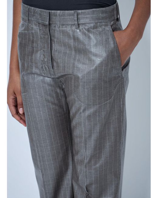 Acne Blue Coated Pinstripe Trousers