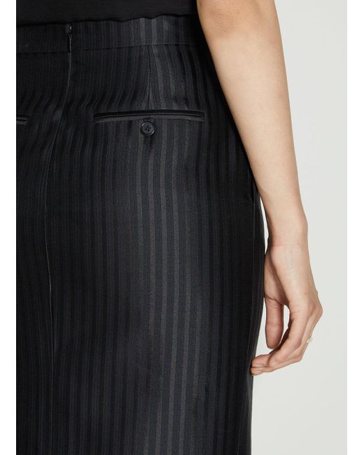 Saint Laurent Black Striped Pencil Skirt